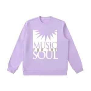 Music for the Soul — White & Gold Logo Sweatshirt - Light Purple, XL