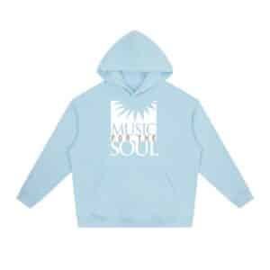 Music for the Soul — White & Gold Logo Hoodie - Sky Blue, 2XL