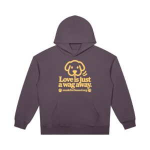 Love Is Just a Wag Away — Heavyweight Pullover Hoodie - Deep Purple, M