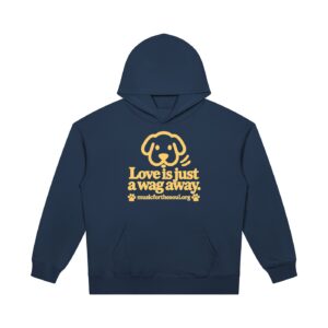 Love Is Just a Wag Away — Heavyweight Pullover Hoodie - Navy Blue, S