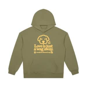 Love Is Just a Wag Away — Heavyweight Pullover Hoodie - Gray Green, 2XL