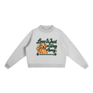 Love Is Just a Wag Away — Fleece Sweatshirt - Flower Gray, M