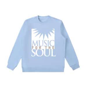 Music for the Soul — White & Gold Logo Sweatshirt - Sky Blue, XL