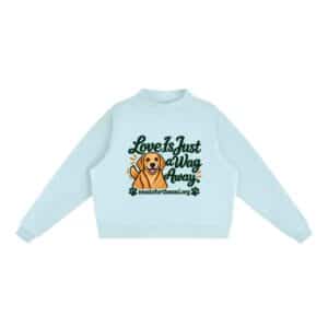 Love Is Just a Wag Away — Fleece Sweatshirt - Light Blue, M