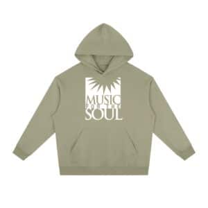 Music for the Soul — White & Gold Logo Hoodie - Gray Green, 3XL