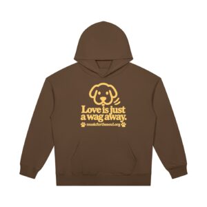 Love Is Just a Wag Away — Heavyweight Pullover Hoodie - Coffee, S