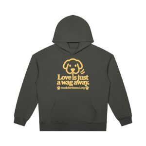 Love Is Just a Wag Away — Heavyweight Pullover Hoodie - Dark Gray, 3XL