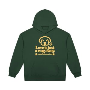 Love Is Just a Wag Away — Heavyweight Pullover Hoodie - Blackish Green, L